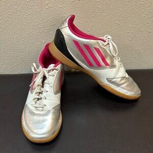 Adidas  F-50 Silver and Pink Athletic Shoes for Indoor Soccer